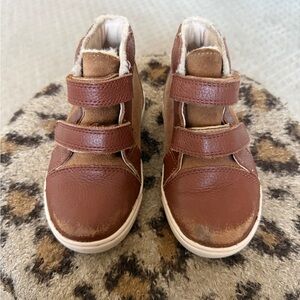 UGG Brown Toddler Boots with Velcro Straps, 9